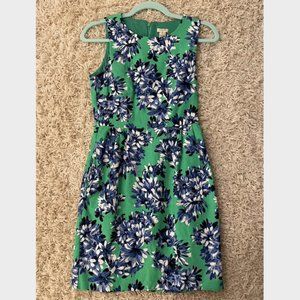 J. Crew/ J. Crew Factory 100% cotton green floral sheath dress